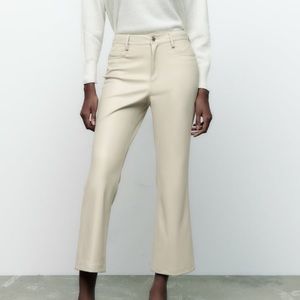 Zara Leather Crop Mini Flared Pants
